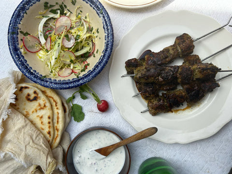 Summer Recipes - Spiced Pork Skewer Flatbreads