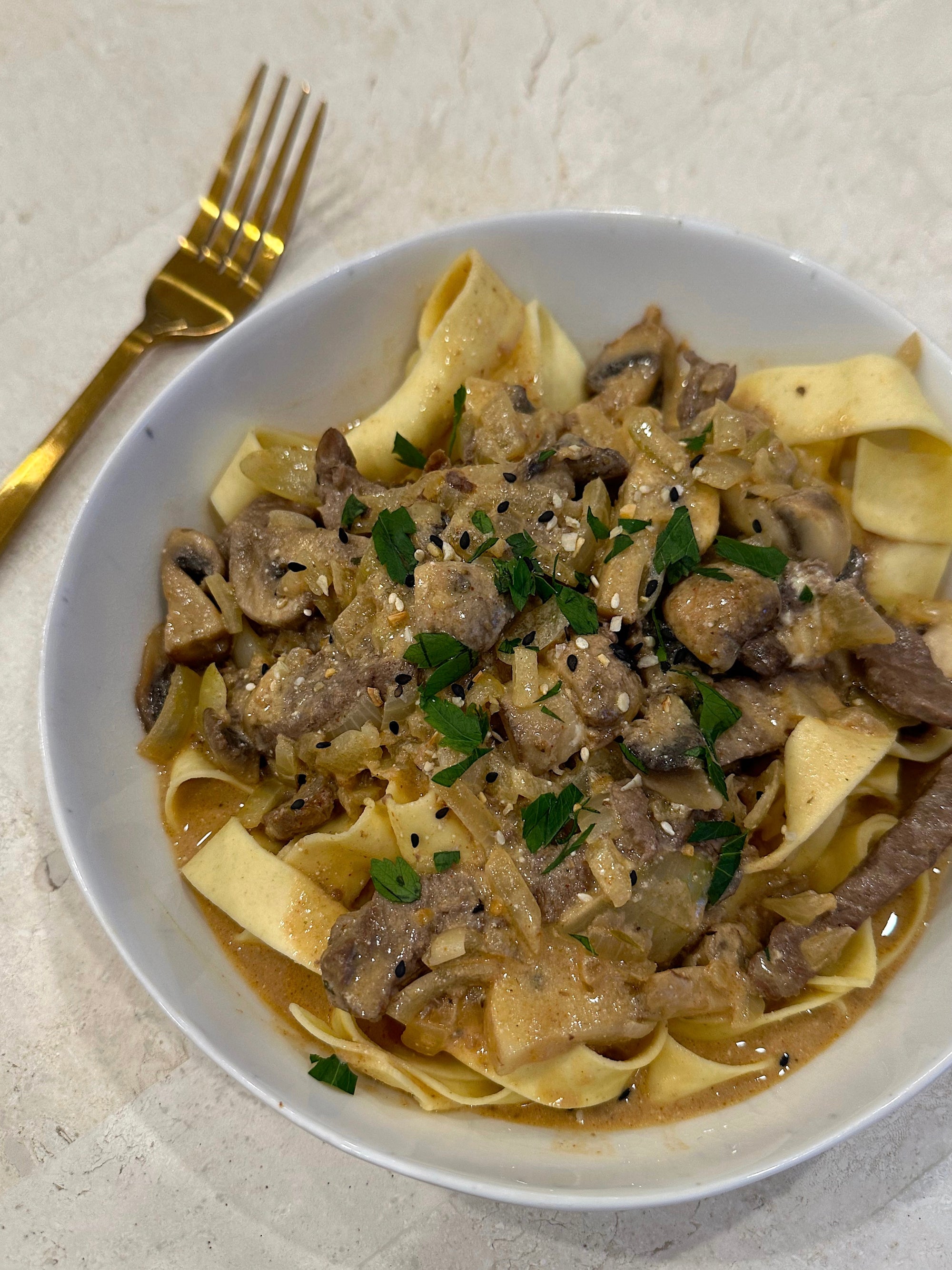 Beef Stroganoff with Pappardelle
