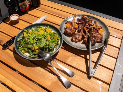 Spiced Lamb Chops w. Green Bean & Mint Salad