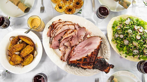 Festive Recipes - Glazed Christmas Ham with Roasted Hasselback Potatoes