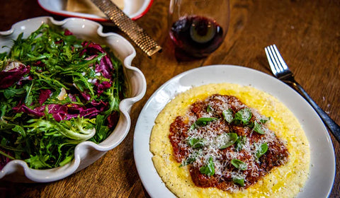 Mid Week - Italian sausage meatballs in sugo with polenta
