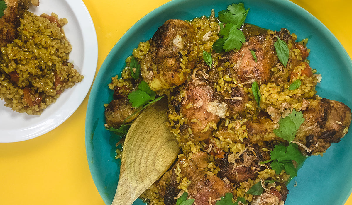 Bridget's Braised chicken & rice with yellow curry paste