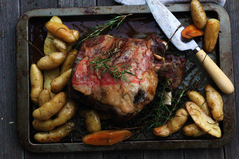 Roast leg of lamb with rosemary and kipfler potatoes