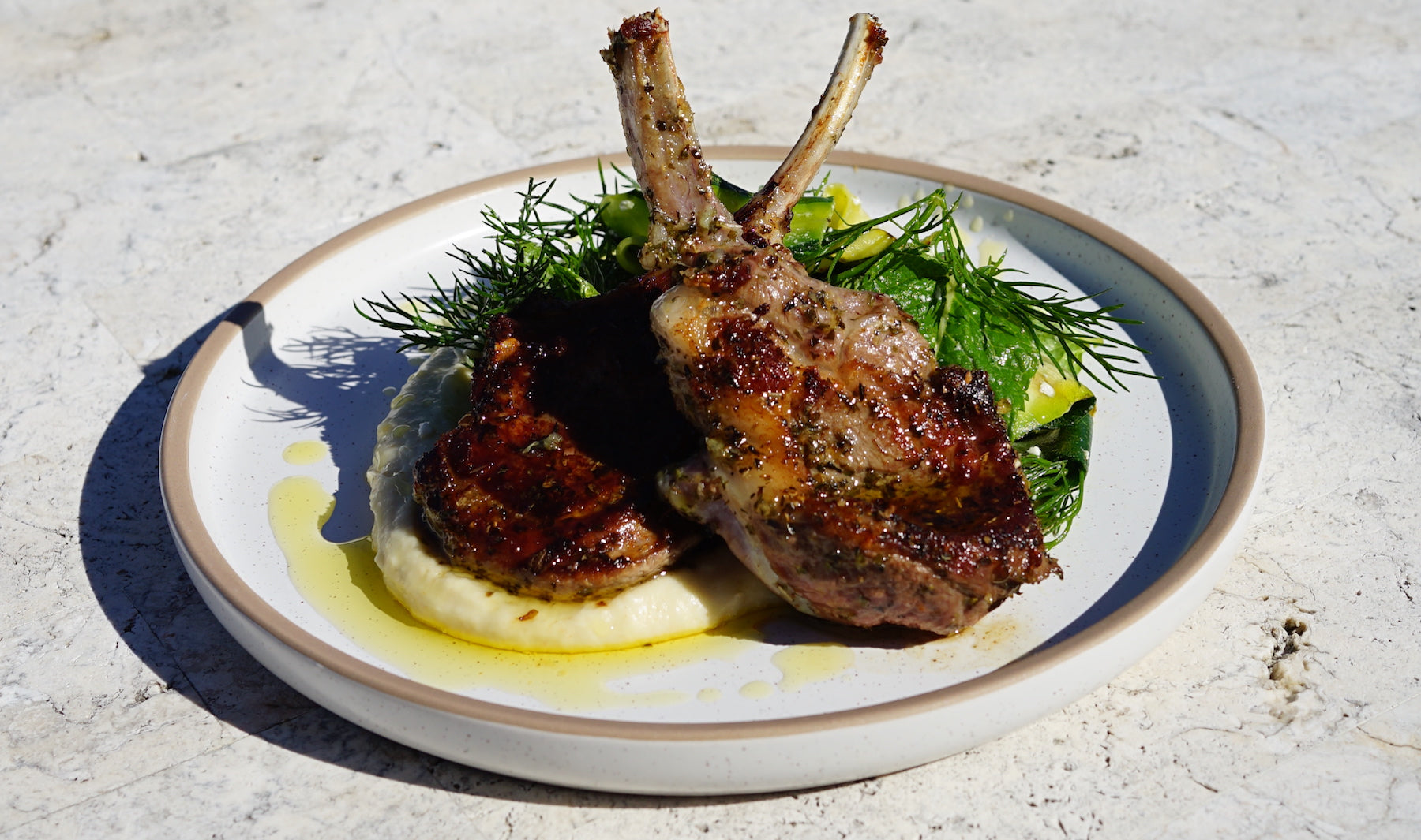 Lamb with Grilled Zucchini Salad + Skordalia with Conor Curran