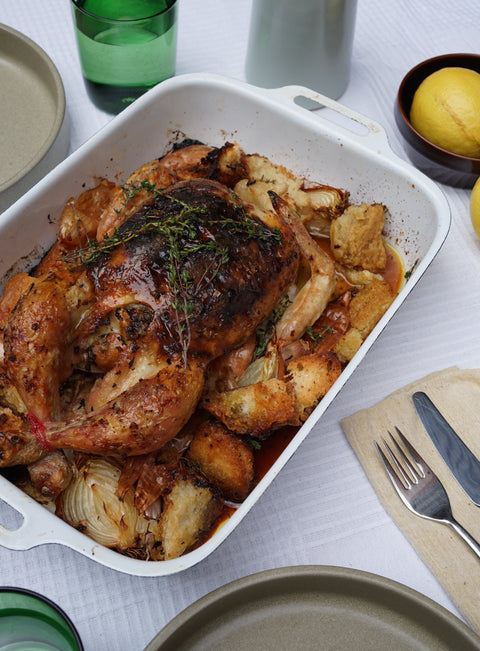 Preserved Lemon + Sourdough Roast Chicken