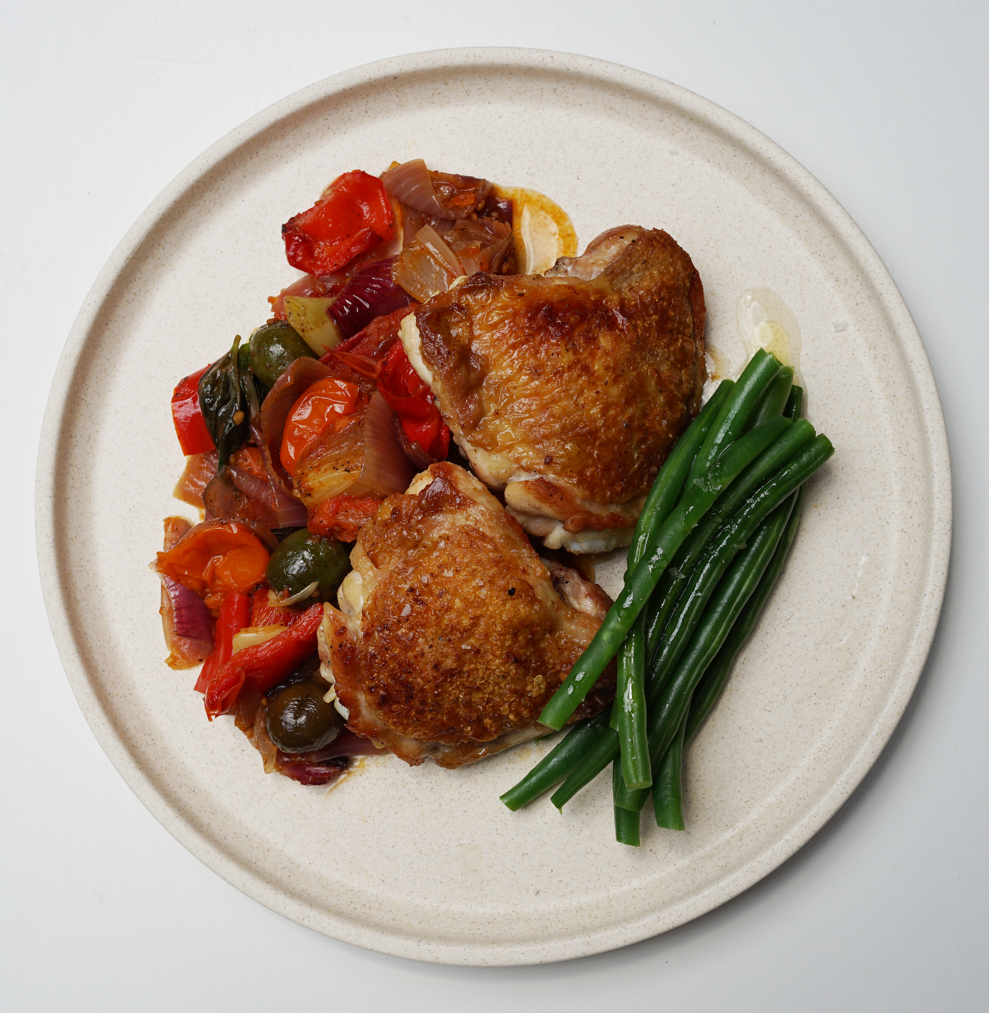 Crispy Chicken with Peppers + Tomato