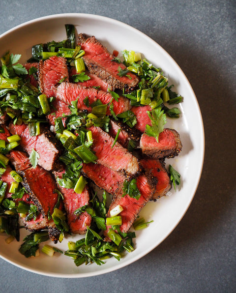 Grilled Pepper Steak + Spring Onions with Vanessa Gordon