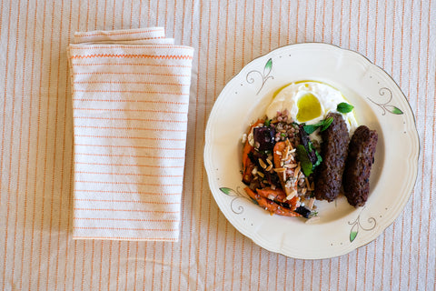 Lamb Kofta with Tahini Yogurt and a Carrot and Pearl Barley Salad