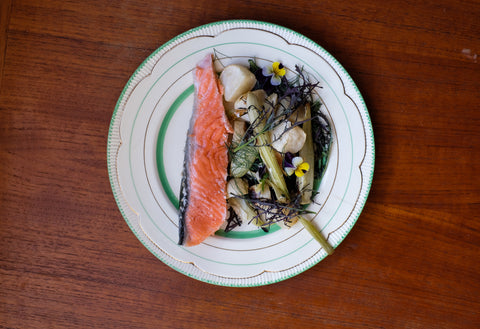 Grilled Salmon With Honey Baked Fennel and Hakurei Turnips