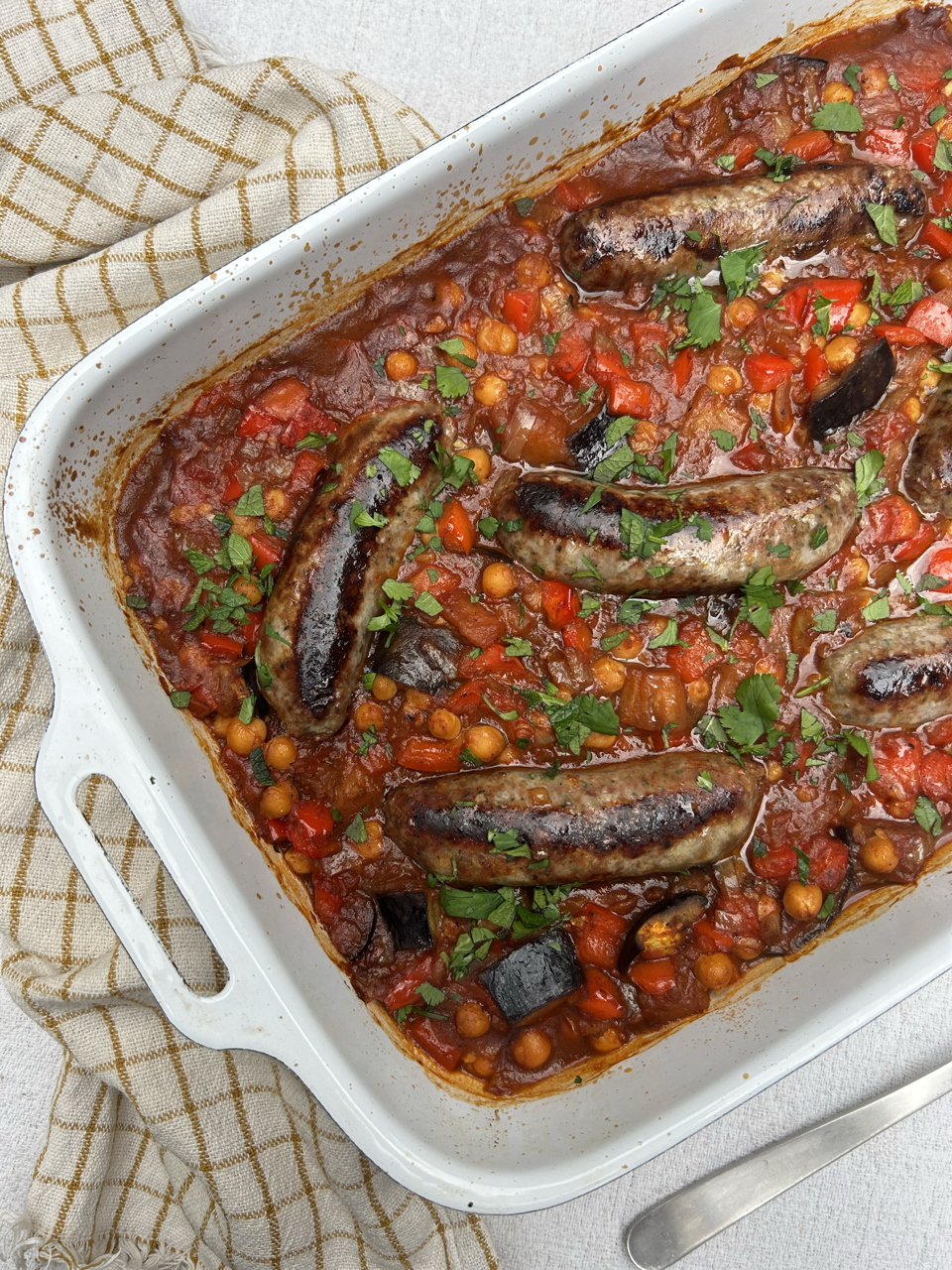 Lamb Sausages with Chickpeas and Tomato