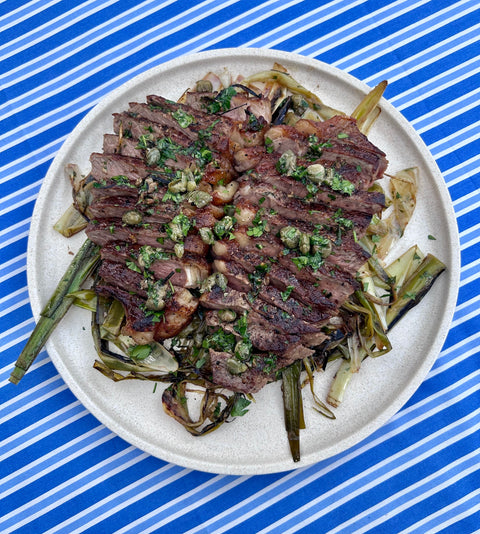 Steak with Baby Leeks