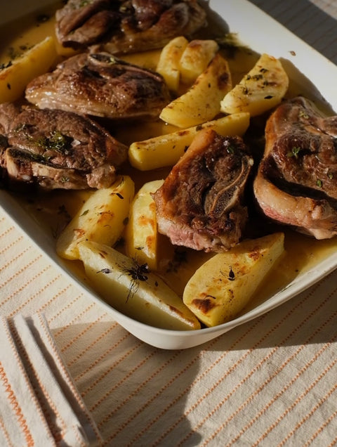 Braised Lamb Chops with Lemon Potatoes