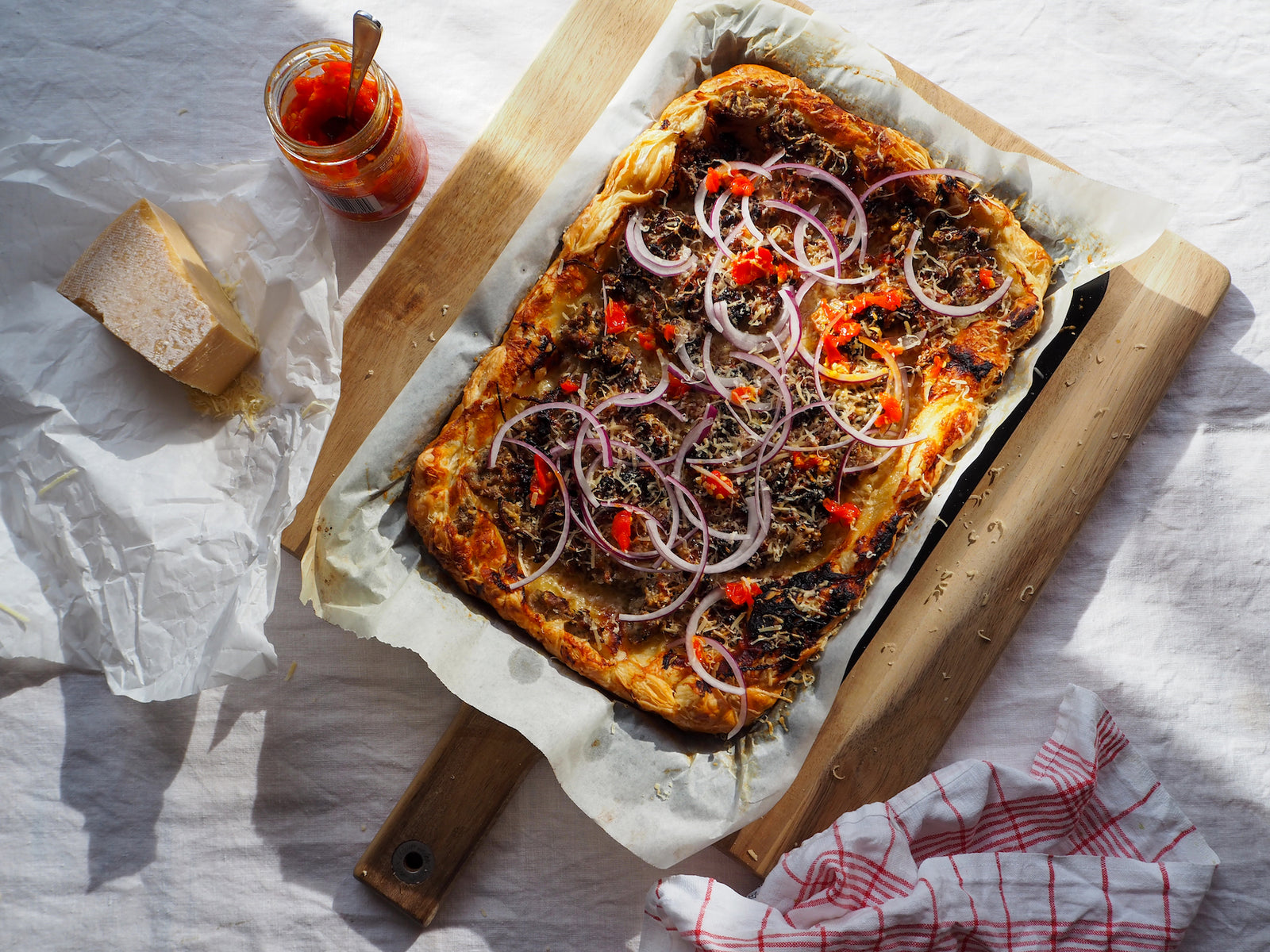 Pork & Fennel Sausage, Pecorino and Calabrian Chilli Tart with Vanessa Gordon