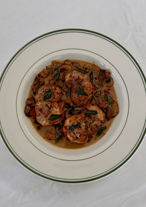 One Pot Chicken, Bacon and Mushrooms