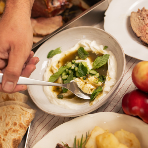 Hagen’s mint sauce with yoghurt and cucumber